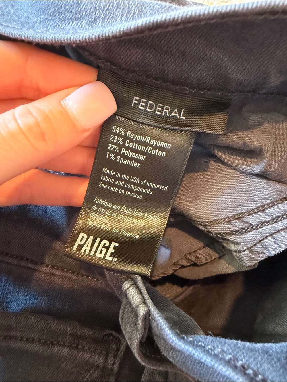 PAIGE Federal Men’s Navy Slim Straight Stretch Jeans Size 31 Premium Denim - Picture 8 of 10
